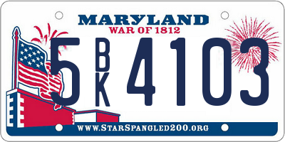 MD license plate 5BK4103