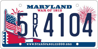 MD license plate 5BK4104