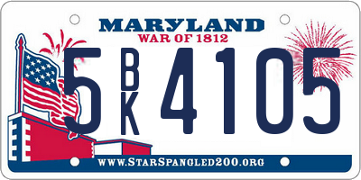 MD license plate 5BK4105