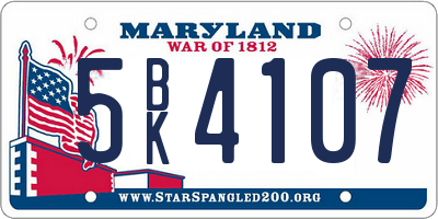 MD license plate 5BK4107