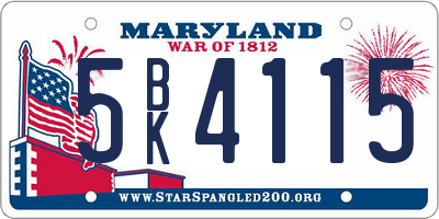 MD license plate 5BK4115