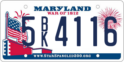 MD license plate 5BK4116