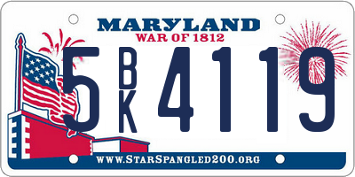 MD license plate 5BK4119