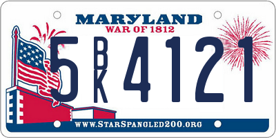 MD license plate 5BK4121
