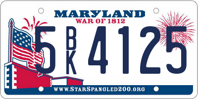 MD license plate 5BK4125