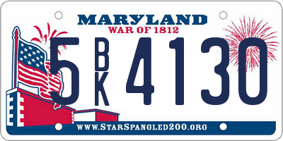 MD license plate 5BK4130