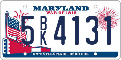 MD license plate 5BK4131