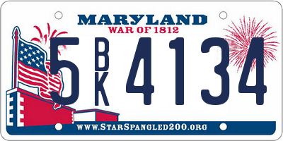 MD license plate 5BK4134