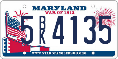 MD license plate 5BK4135
