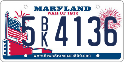 MD license plate 5BK4136