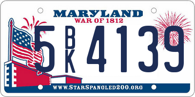 MD license plate 5BK4139
