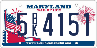 MD license plate 5BK4151