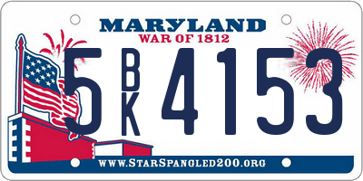 MD license plate 5BK4153