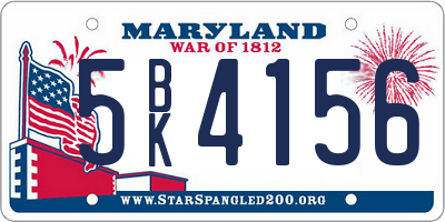 MD license plate 5BK4156