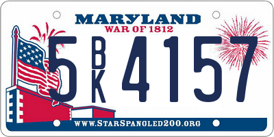 MD license plate 5BK4157