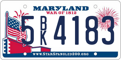 MD license plate 5BK4183