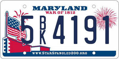 MD license plate 5BK4191