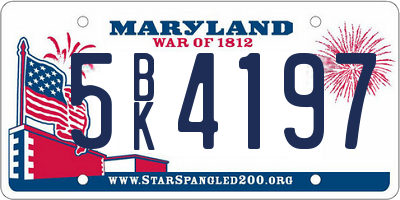 MD license plate 5BK4197