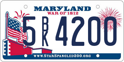 MD license plate 5BK4200