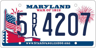 MD license plate 5BK4207