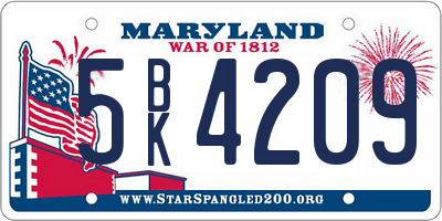 MD license plate 5BK4209