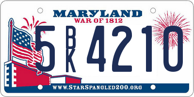 MD license plate 5BK4210
