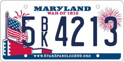MD license plate 5BK4213