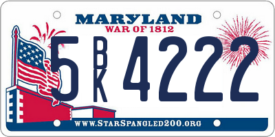 MD license plate 5BK4222