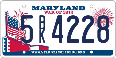 MD license plate 5BK4228