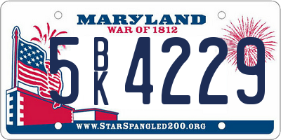 MD license plate 5BK4229