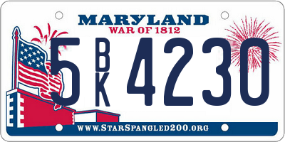 MD license plate 5BK4230