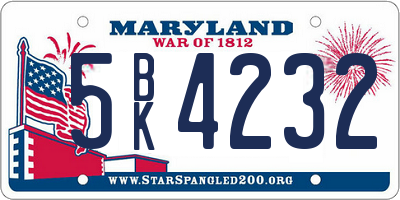 MD license plate 5BK4232