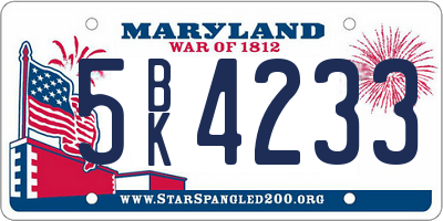 MD license plate 5BK4233