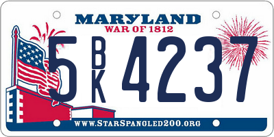 MD license plate 5BK4237