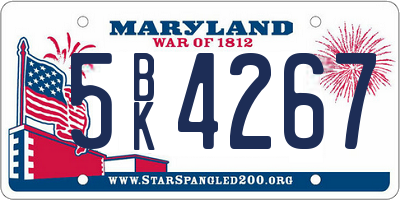 MD license plate 5BK4267