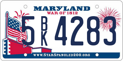 MD license plate 5BK4283