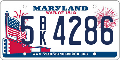 MD license plate 5BK4286