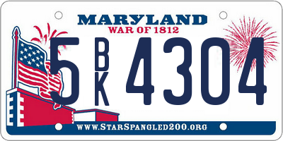 MD license plate 5BK4304