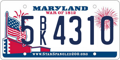 MD license plate 5BK4310