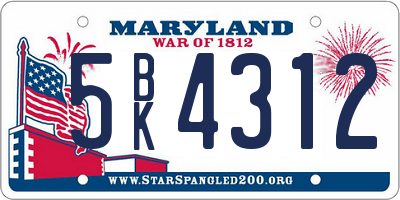 MD license plate 5BK4312