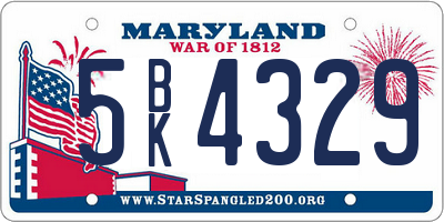 MD license plate 5BK4329