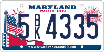 MD license plate 5BK4335