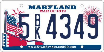 MD license plate 5BK4349