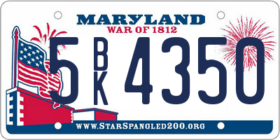MD license plate 5BK4350