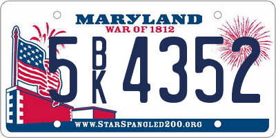 MD license plate 5BK4352
