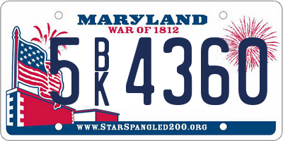 MD license plate 5BK4360