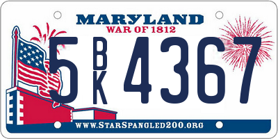 MD license plate 5BK4367