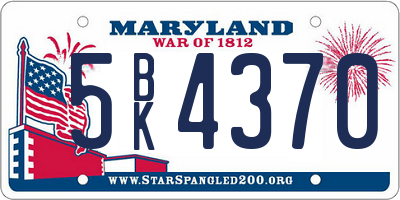 MD license plate 5BK4370