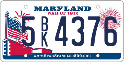 MD license plate 5BK4376