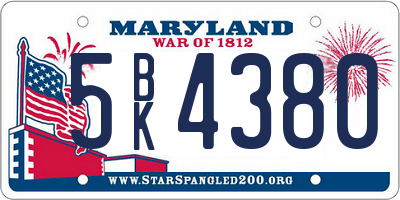 MD license plate 5BK4380
